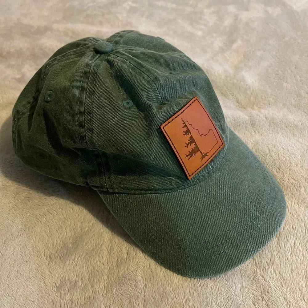 Pacific Headwear 300WC Green Idaho‎ Tree Leather Patch Hat Adjustable Cotton Cap